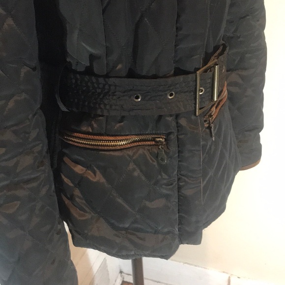 “ZARA BASIC” Quilted Olive Green Belted Jacket. - Picture 5 of 16